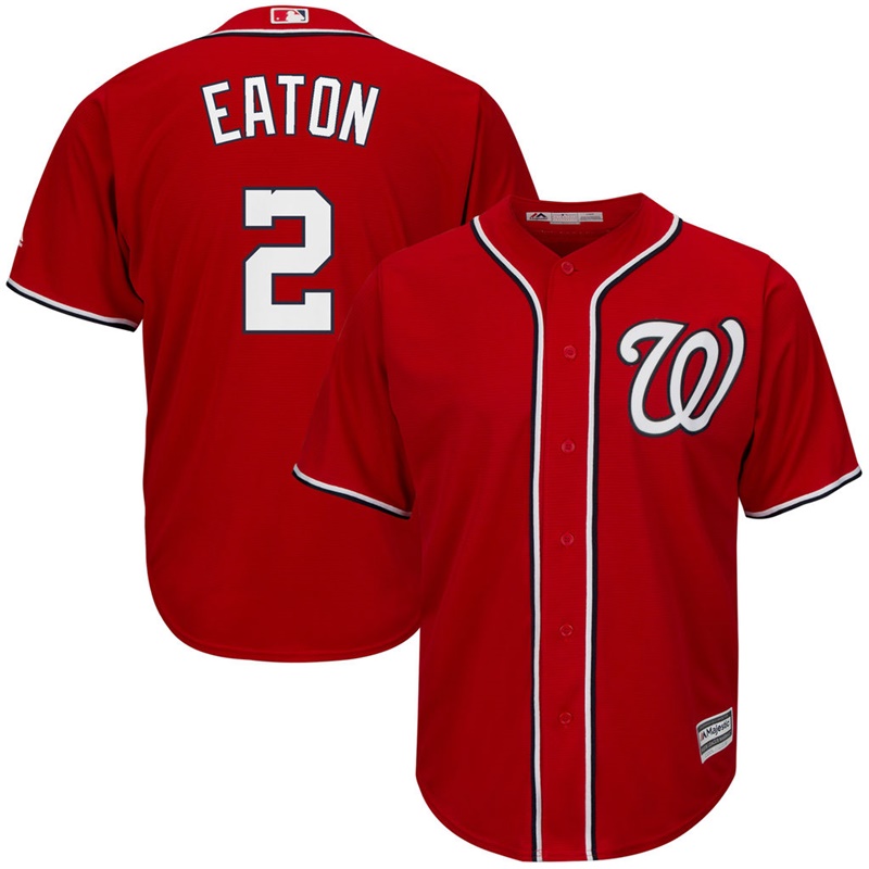 Men Washington Nationals #2 Adam Eaton Replica Alternate Scarlet Cool Base Jersey