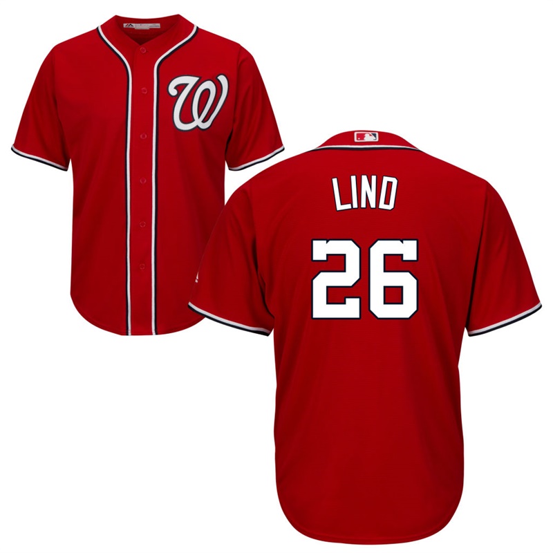 Men Washington Nationals #26 Adam Lind Alternate Red Cool Base Jersey