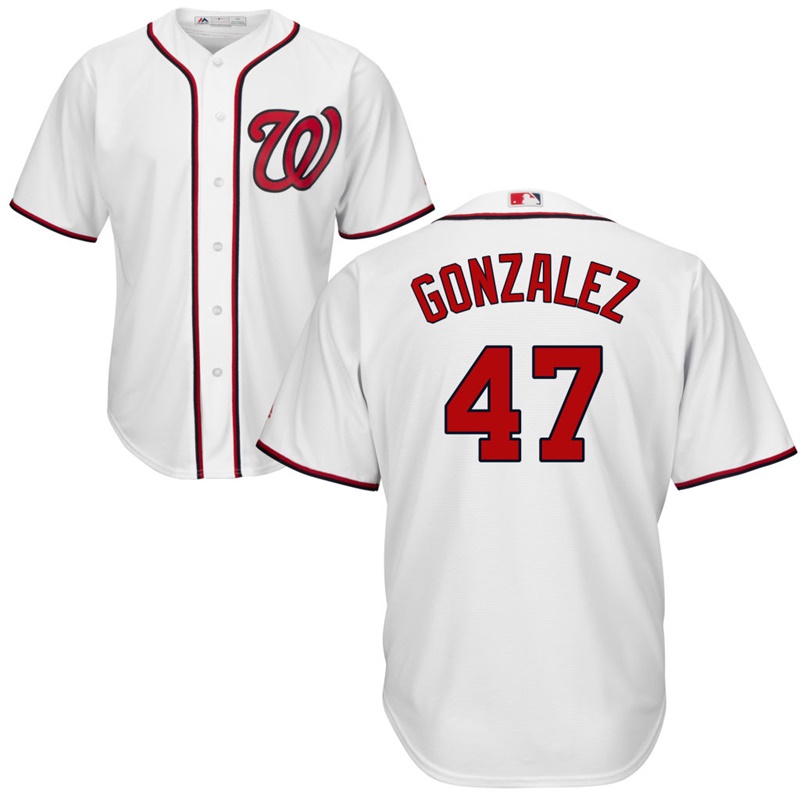 Men Washington Nationals #47 Gio Gonzalez Home White Cool Base Jersey