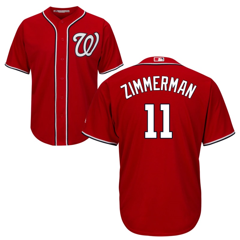 Men Washington Nationals #11 Ryan Zimmerman Alternate Red Cool Base Jersey