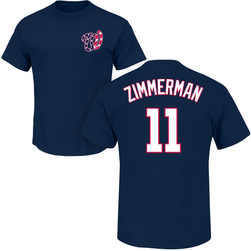 Men Washington Nationals Ryan Zimmerman #11 Navy Roster Name & Number T-Shirt