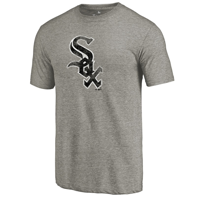 Men Chicago White Sox Tri-Blend Distressed Team Ash T-Shirt