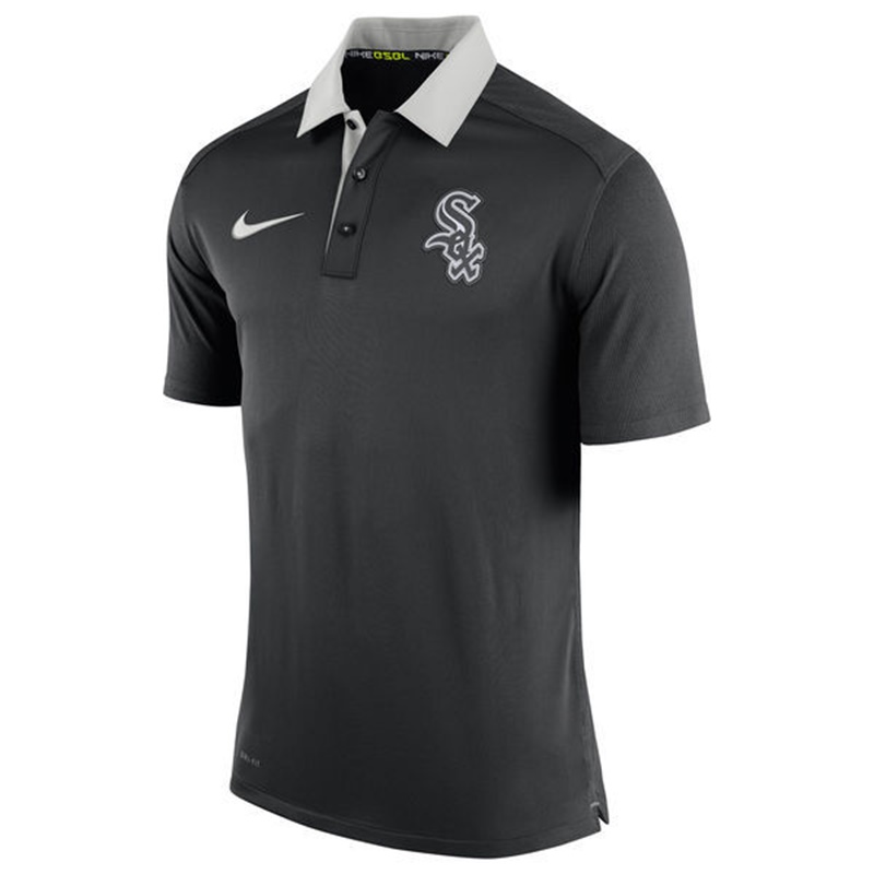 Men Chicago White Sox Black Authentic Dri-FIT Elite Polo Shirt