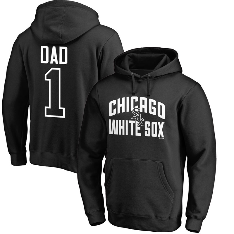 Men Chicago White Sox Black Father's Day Dad #1 Pullover Hoodie