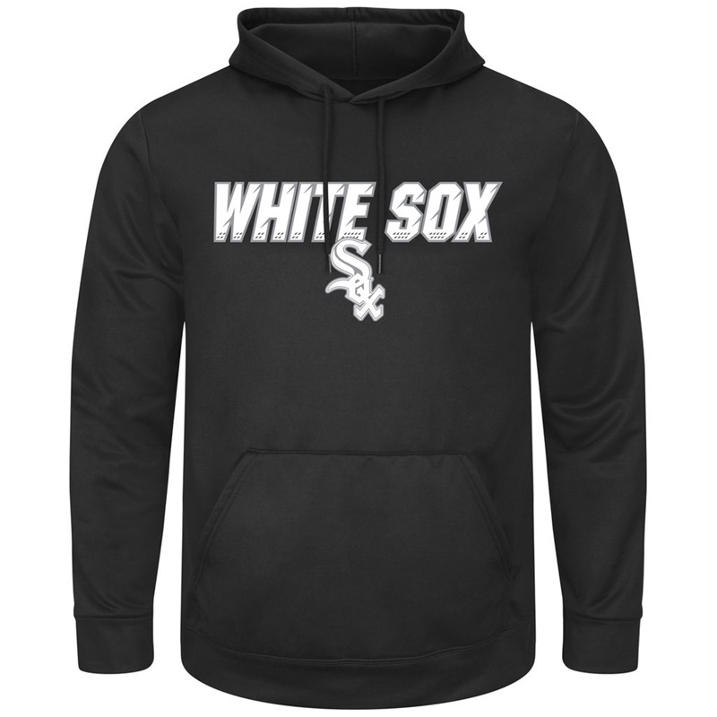 Men Chicago White Sox Black Synthetic Fleece Pullover Hoodie