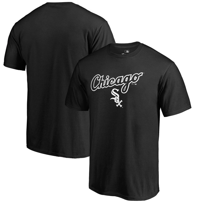 Men Chicago White Sox Team Lockup Big & Tall Black T-Shirt