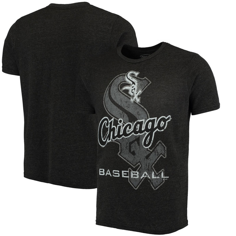 Men Chicago White Sox Black Visionary Tri-Blend T-Shirt