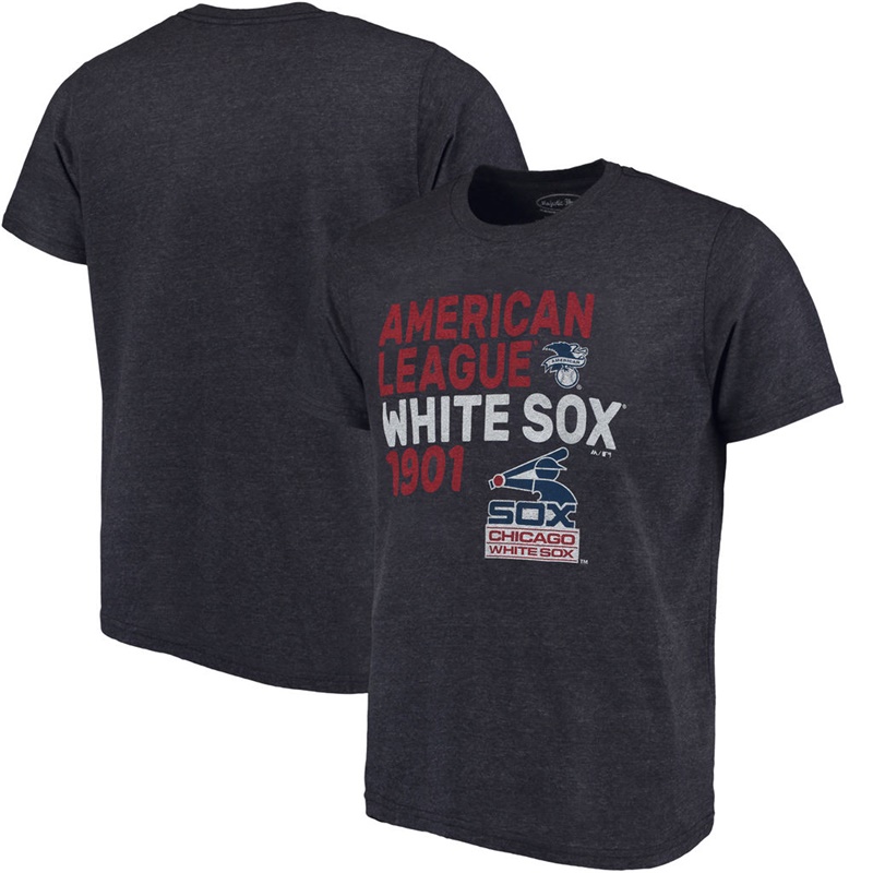 Men Chicago White Sox Navy Throwback Cooperstown Collection Tri-Blend T-Shirt