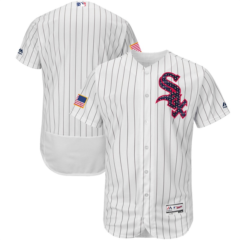 Independence Day Men Chicago White Sox White 2017 Stars & Stripes Flex Base Team Jersey