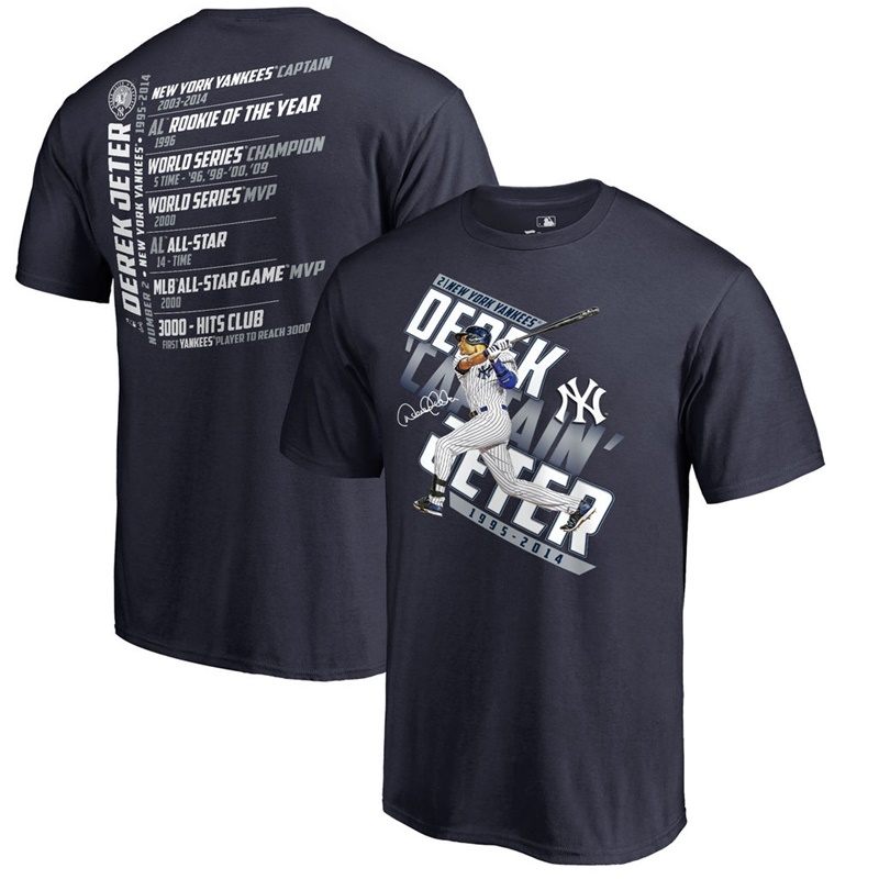 Men New York Yankees Derek Jeter Big & Tall Number Retirement Accomplishment Navy T-Shirt