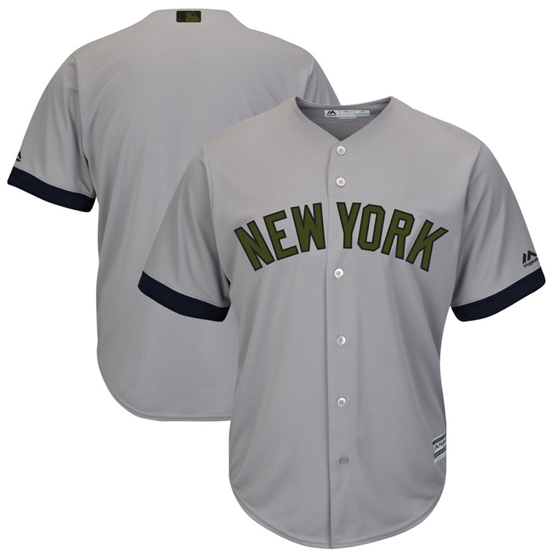 2017 Memorial Day New York Yankees Men Gray Cool Base Team Jersey