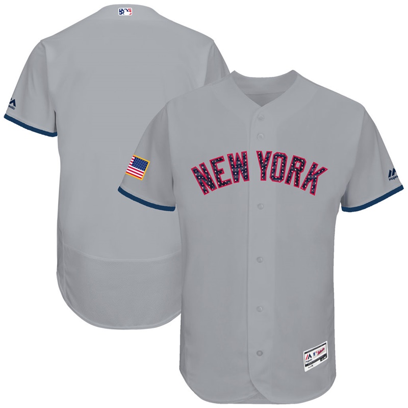 Independence Day Men New York Yankees Gray 2017 Stars & Stripes Flex Base Team Jersey