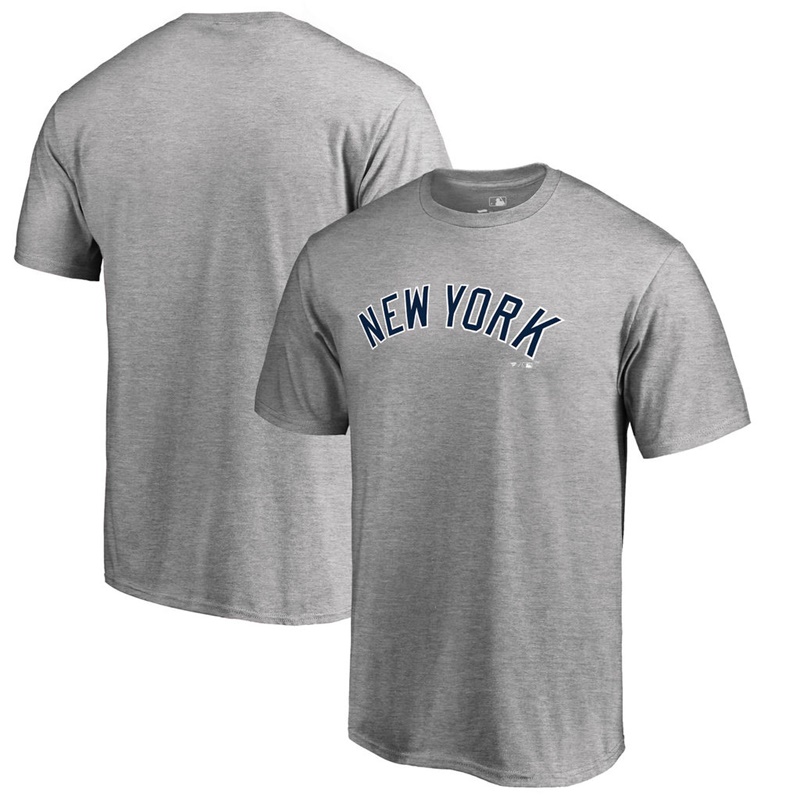 Men New York Yankees Big & Tall Team Wordmark Heathered Gray T-Shirt