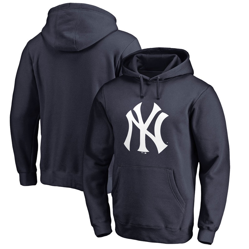 Men New York Yankees Navy Primary Logo Pullover Hoodie