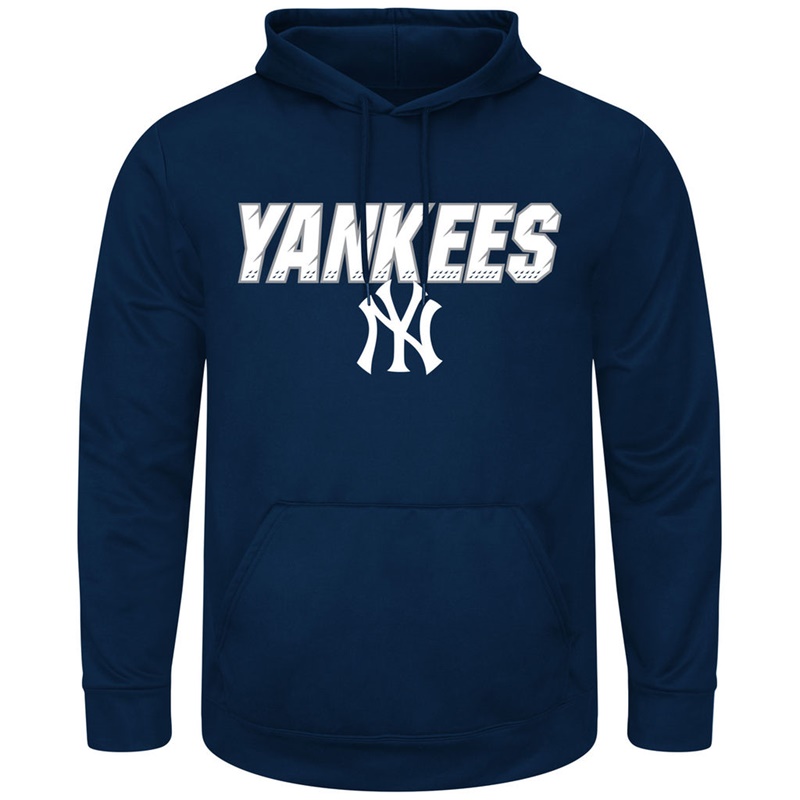 Men New York Yankees Navy Synthetic Fleece Pullover Hoodie