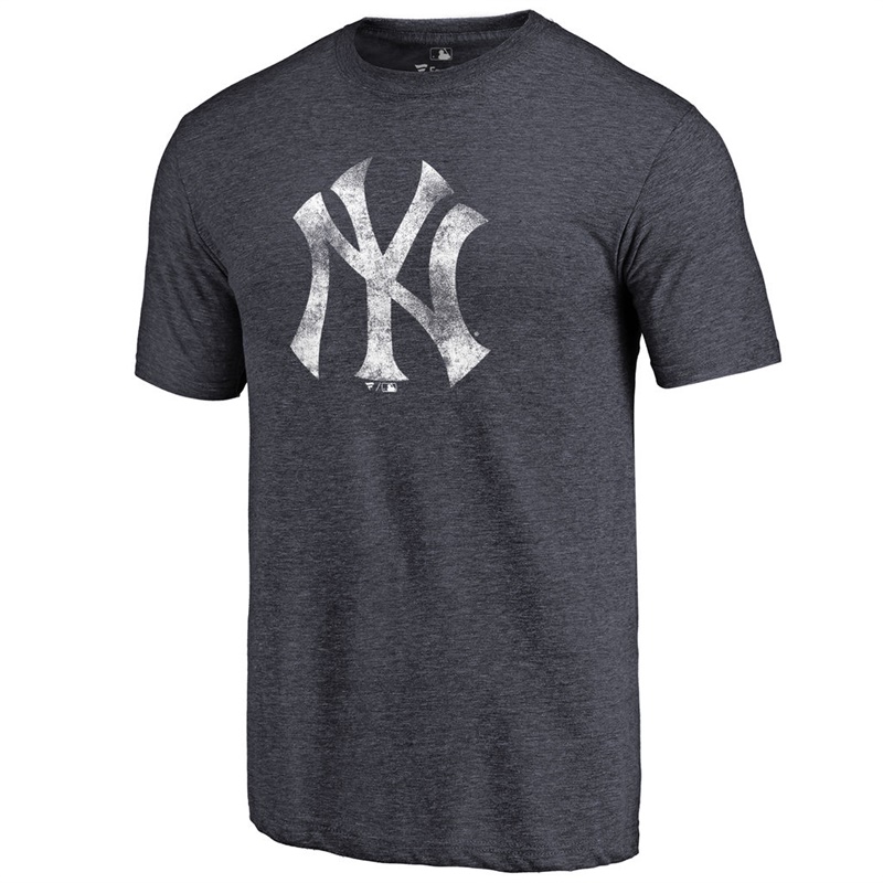 Men New York Yankees Tri-Blend Distressed Team Navy T-Shirt