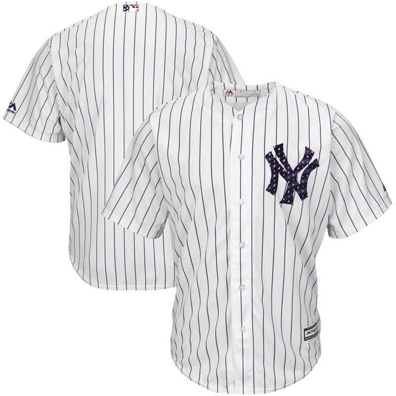 Men New York Yankees Independence Day White 2017 Stars & Stripes Cool Base Team Jersey