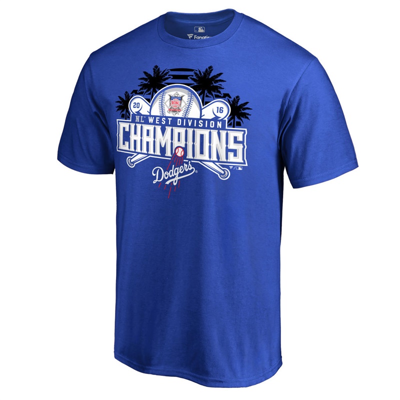 Mens 2016 NL West Division Champions Los Angeles Dodgers Royal Captain T-Shirt