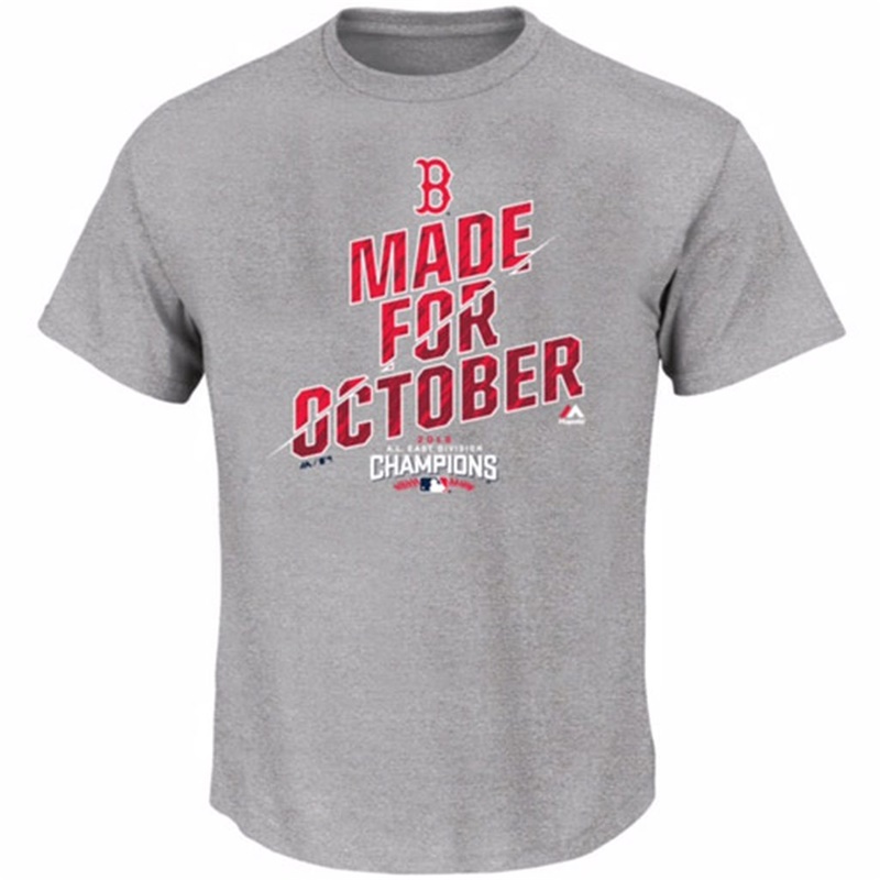 Mens 2016 AL East Champions Boston Red Sox Gray Made for October T-Shirt