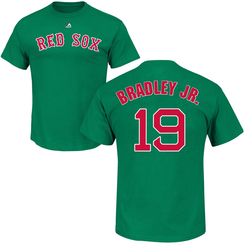 Men's Boston Red Sox Jackie Bradley Jr. #19 Green St. Patrick's Day Roster T-Shirt