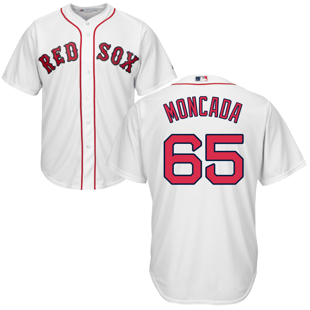 Mens Boston Red Sox Yoan Moncada #65 Home White Cool Base Jersey