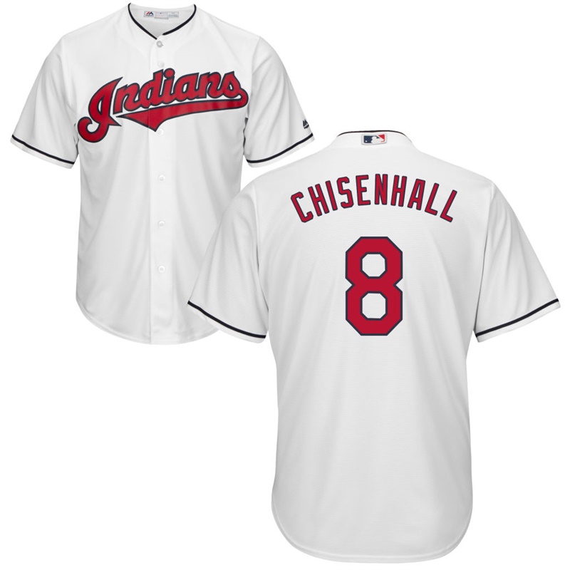 Mens Cleveland Indians Lonnie Chisenhall #8 Home White Cool Base Jersey