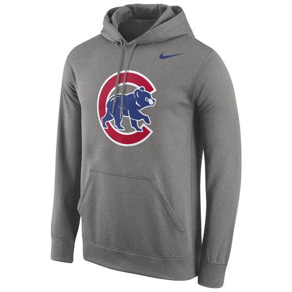 Men's Chicago Cubs Gray Primary Logo Fleece Pullover Hoodie