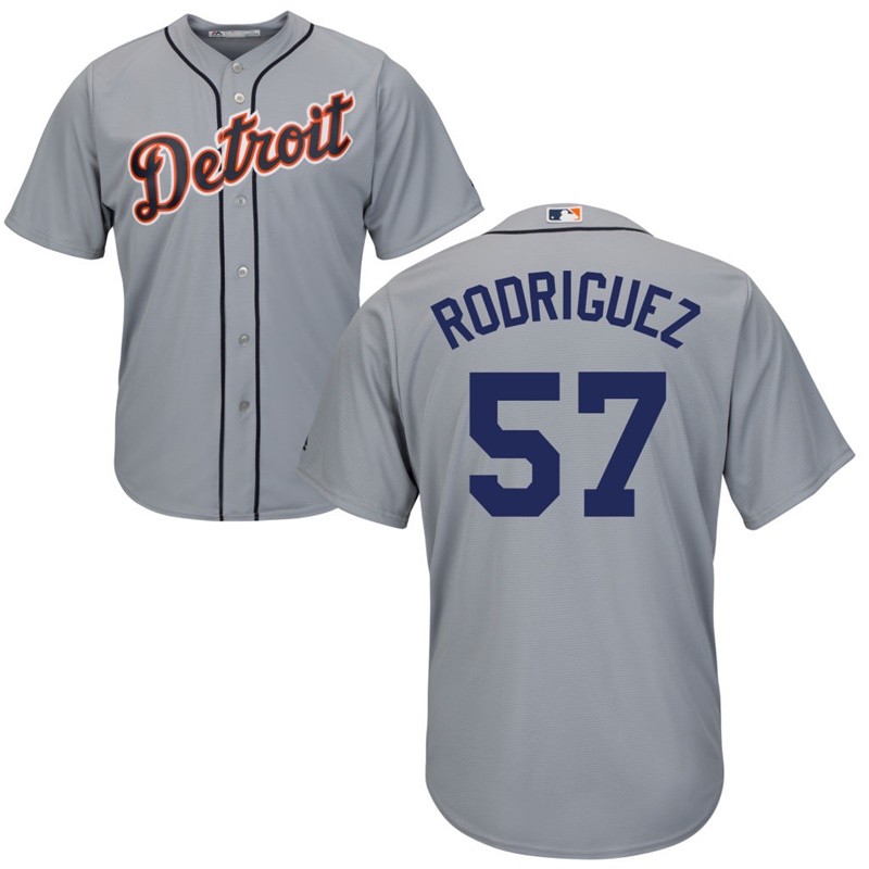 Mens Detroit Tigers Francisco Rodriguez #57 Road Gray Cool Base Jersey