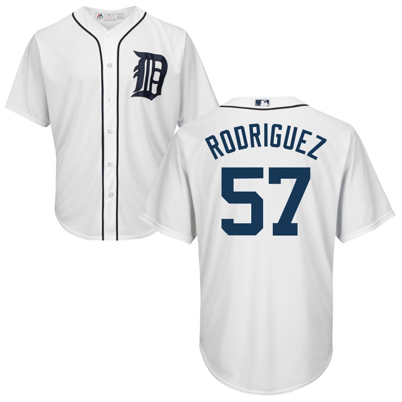 Mens Detroit Tigers Francisco Rodriguez #57 Home White Cool Base Jersey