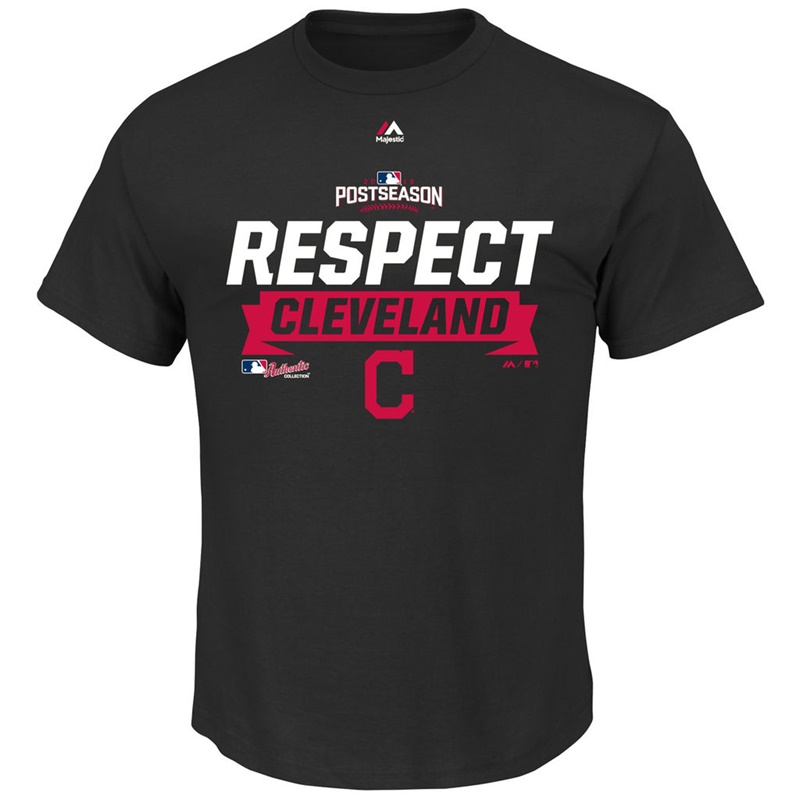 Mens Cleveland Indians Black 2016 Division Series Clincher Respect T-Shirt