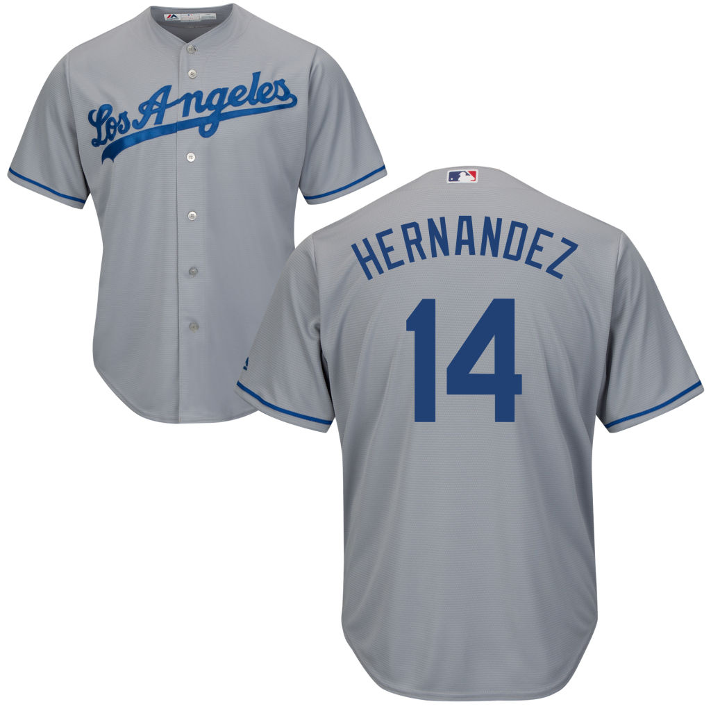 Mens Los Angeles Dodgers Enrique Hernandez #14 Road Gray Cool Base Jersey