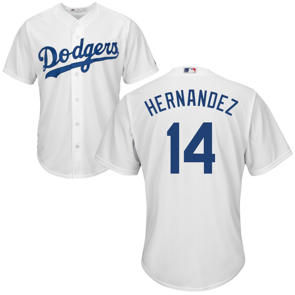 Mens Los Angeles Dodgers Enrique Hernandez #14 Home White Cool Base Jersey