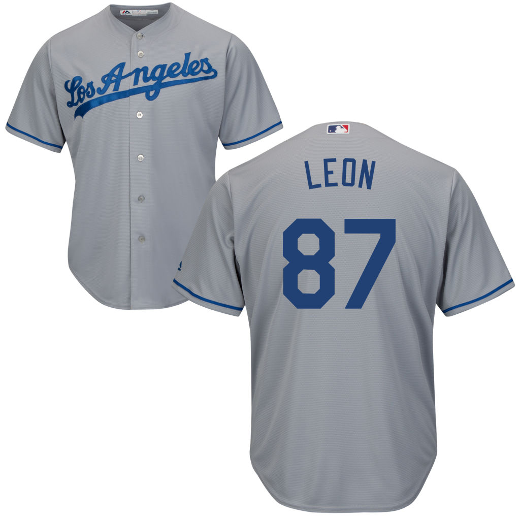 Mens Los Angeles Dodgers Jose De Leon #87 Alternate Gray Road Cool Base Jersey