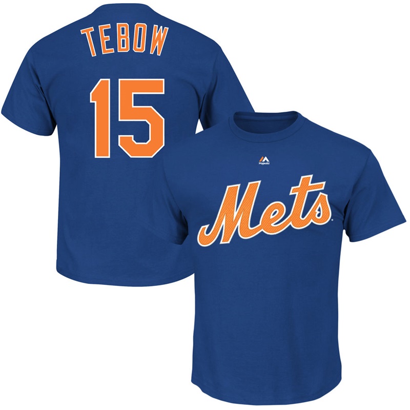 Men's New York Mets Tim Tebow #15 Royal Roster Name and Number T-Shirt