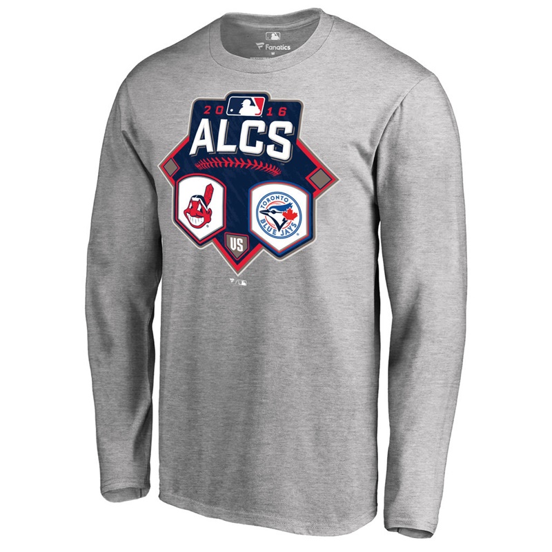 Men's Toronto Blue Jays vs. Cleveland Indians 2016 League Championship Series Matchup Heather Gray Long Sleeve T-Shirt