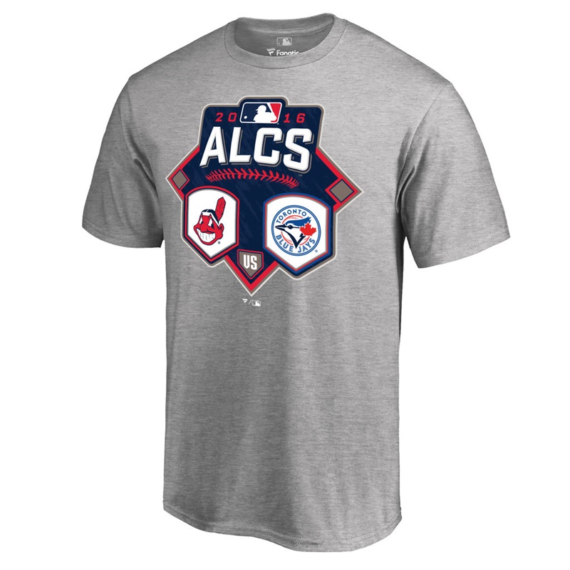 Men's Toronto Blue Jays vs. Cleveland Indians 2016 League Championship Series Matchup Heather Gray Short Sleeve T-Shirt