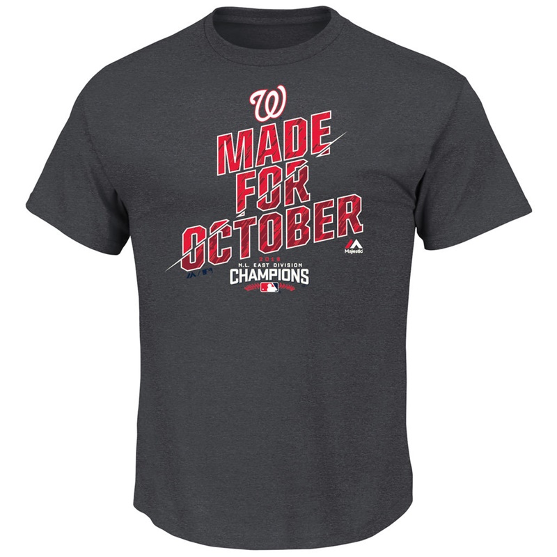 Mens 2016 NL East Champions Washington Nationals Charcoal Made for October T-Shirt