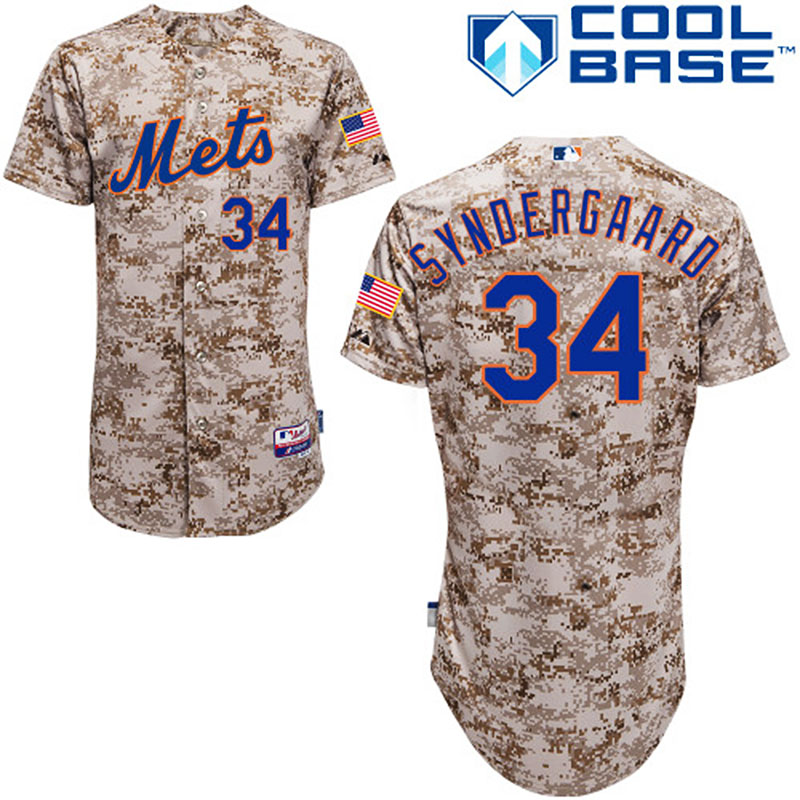 New York Mets #34 Noah Syndergaard Camo Alternate Cool Base Jersey