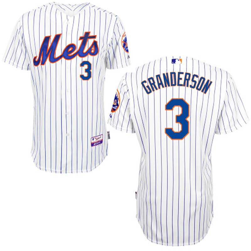 New York Mets #3 Curtis Granderson White (Blue Strip) Home Cool Base Jersey