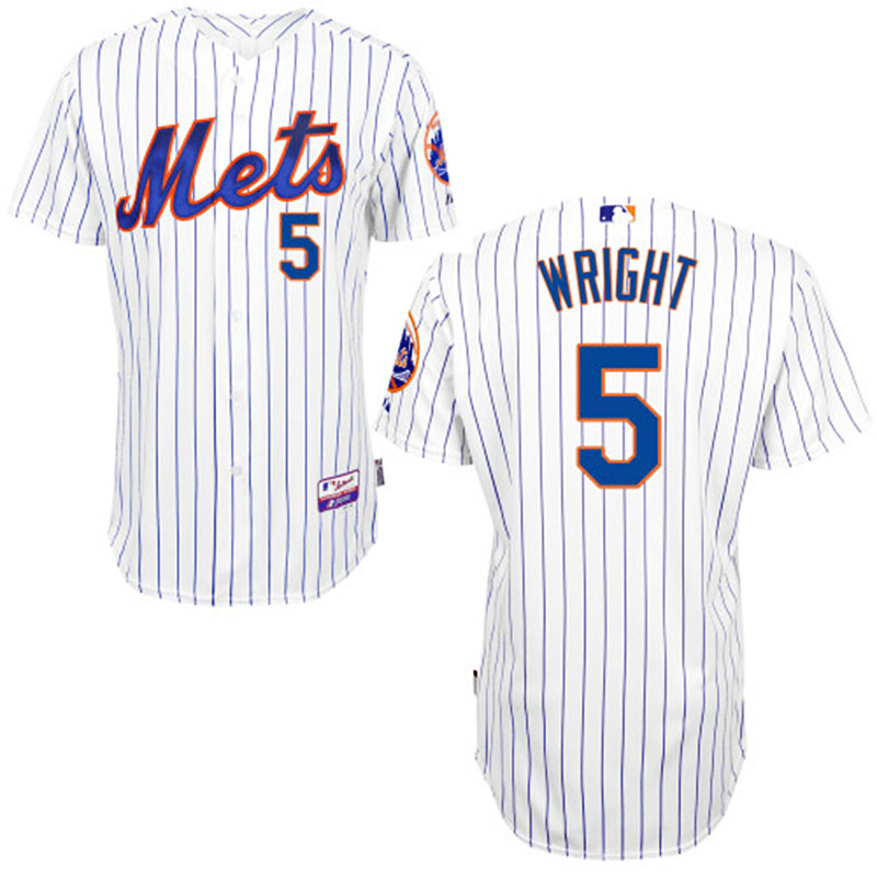 New York Mets #5 David Wright White (Blue Strip) Home Cool Base Jersey