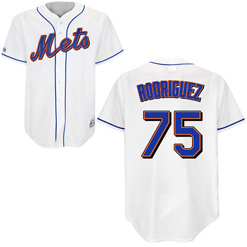 New York Mets #75 Francisco Rodriguez White Blue Strip Jersey