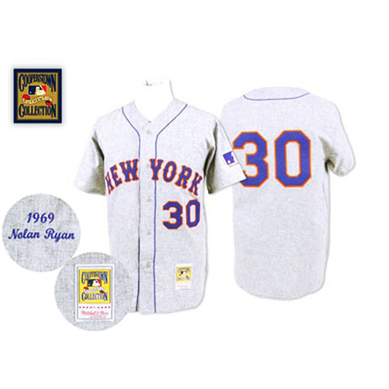 New York Mets #30 Nolan Ryan Grey Road 1969 Throwback Jersey