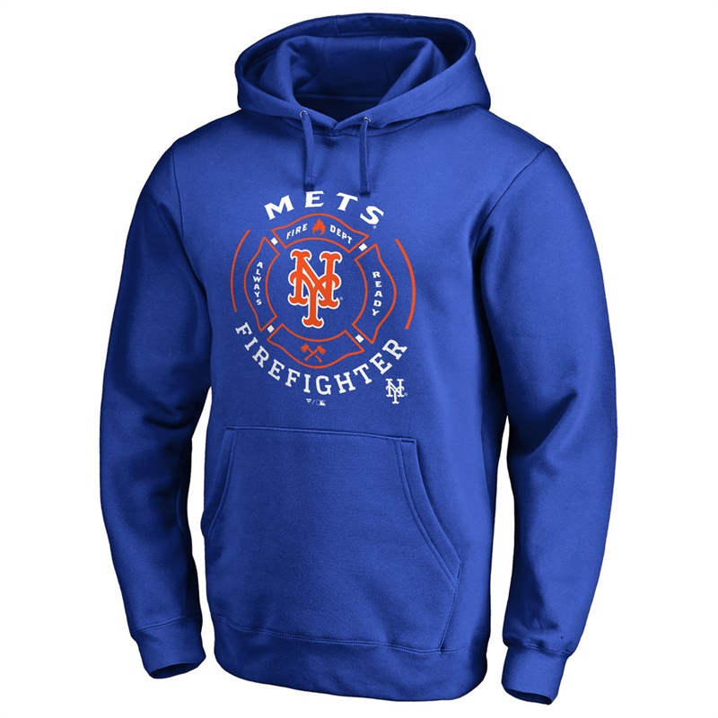 New York Mets Royal Firefighter Aunthetic Pullover Hoodie