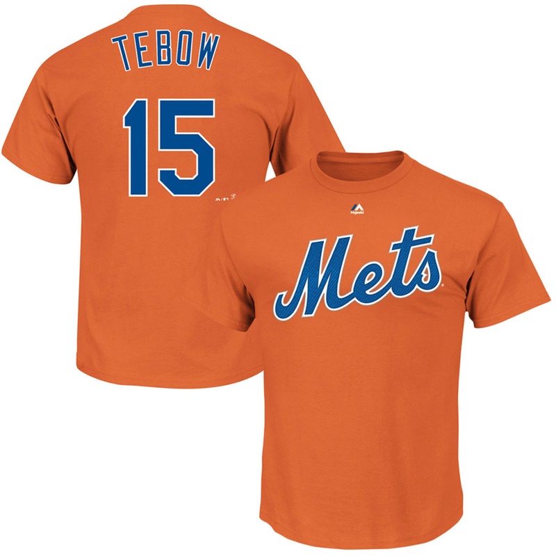 Men's New York Mets Tim Tebow #15 Orange Roster Name and Number T-Shirt