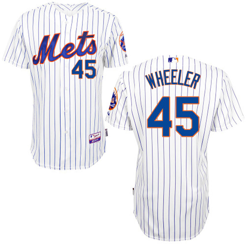 New York Mets #45 Zack Wheeler White (Blue Strip) Home Cool Base Jersey