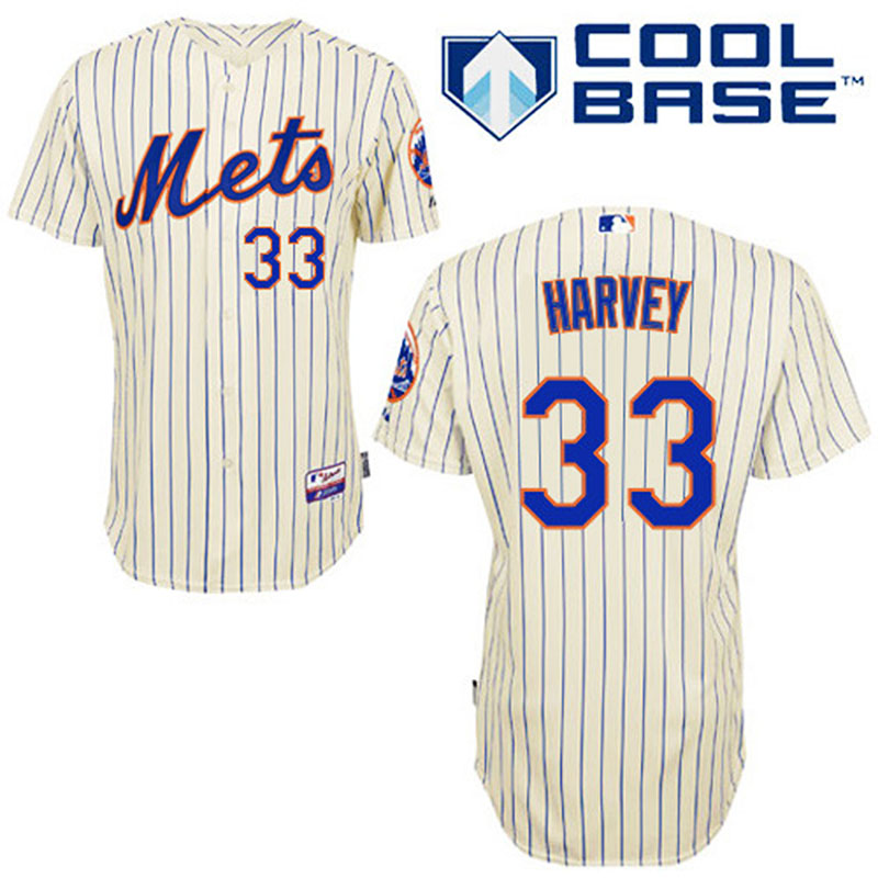 New York Mets #33 Matt Harvey Men's Authentic Cream Home Majestic MLB Cool Base Jersey