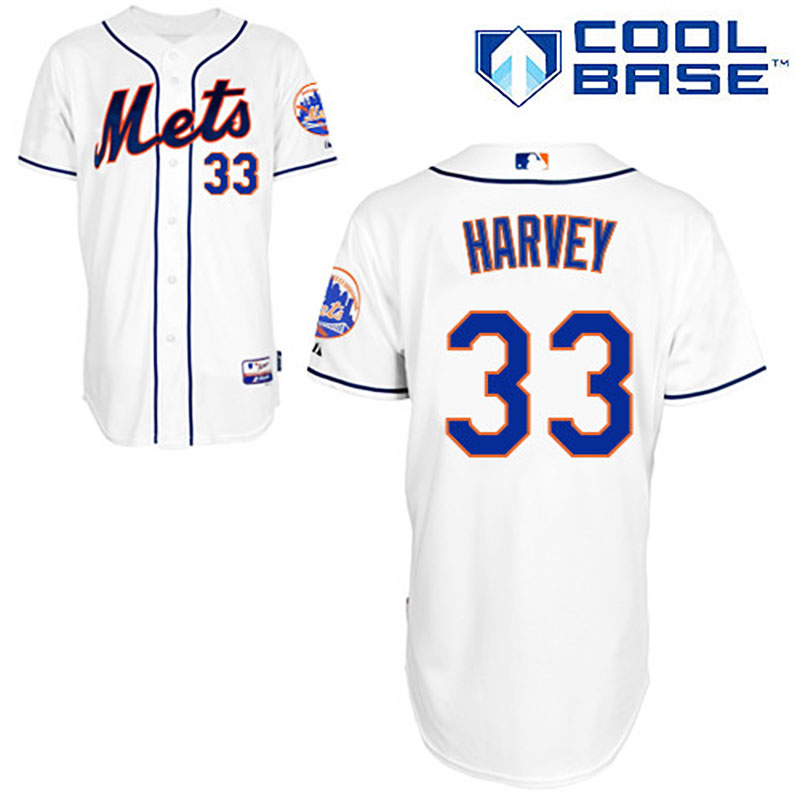 New York Mets #33 Matt Harvey Men's Authentic White Alternate Majestic MLB Cool Base Jersey