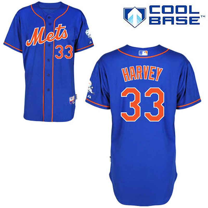 New York Mets #33 Matt Harvey Men's Authentic Royal Blue Alternate Home Majestic MLB Cool Base Jersey