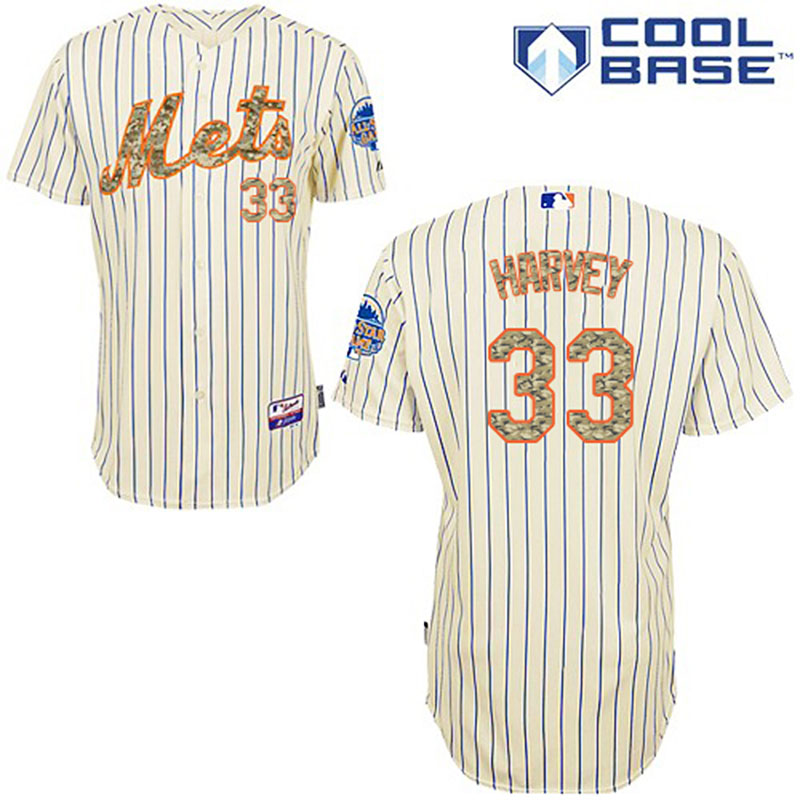 New York Mets #33 Matt Harvey Men's Authentic Cream USMC Majestic MLB Cool Base Jersey