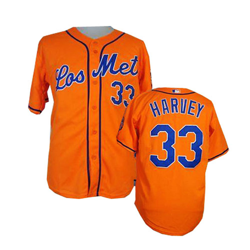 New York Mets #33 Matt Harvey Men's Authentic Orange Los New York Mets Majestic MLB Cool Base Jersey